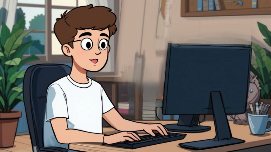 a student is studying in his room