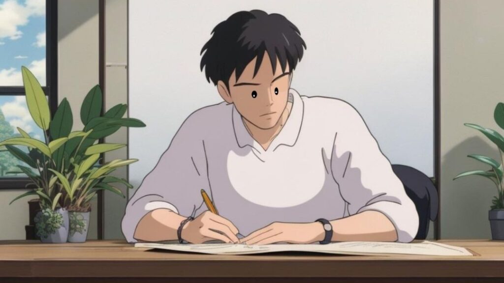 a boy writing exam, cartoon boy writing exam
