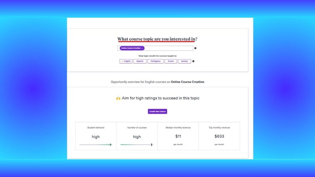 type in the subject you’re interested in - in the “What course topic are you interested in?” box