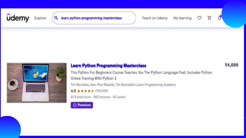 keyword focused topic like learn Python Programming masterclass